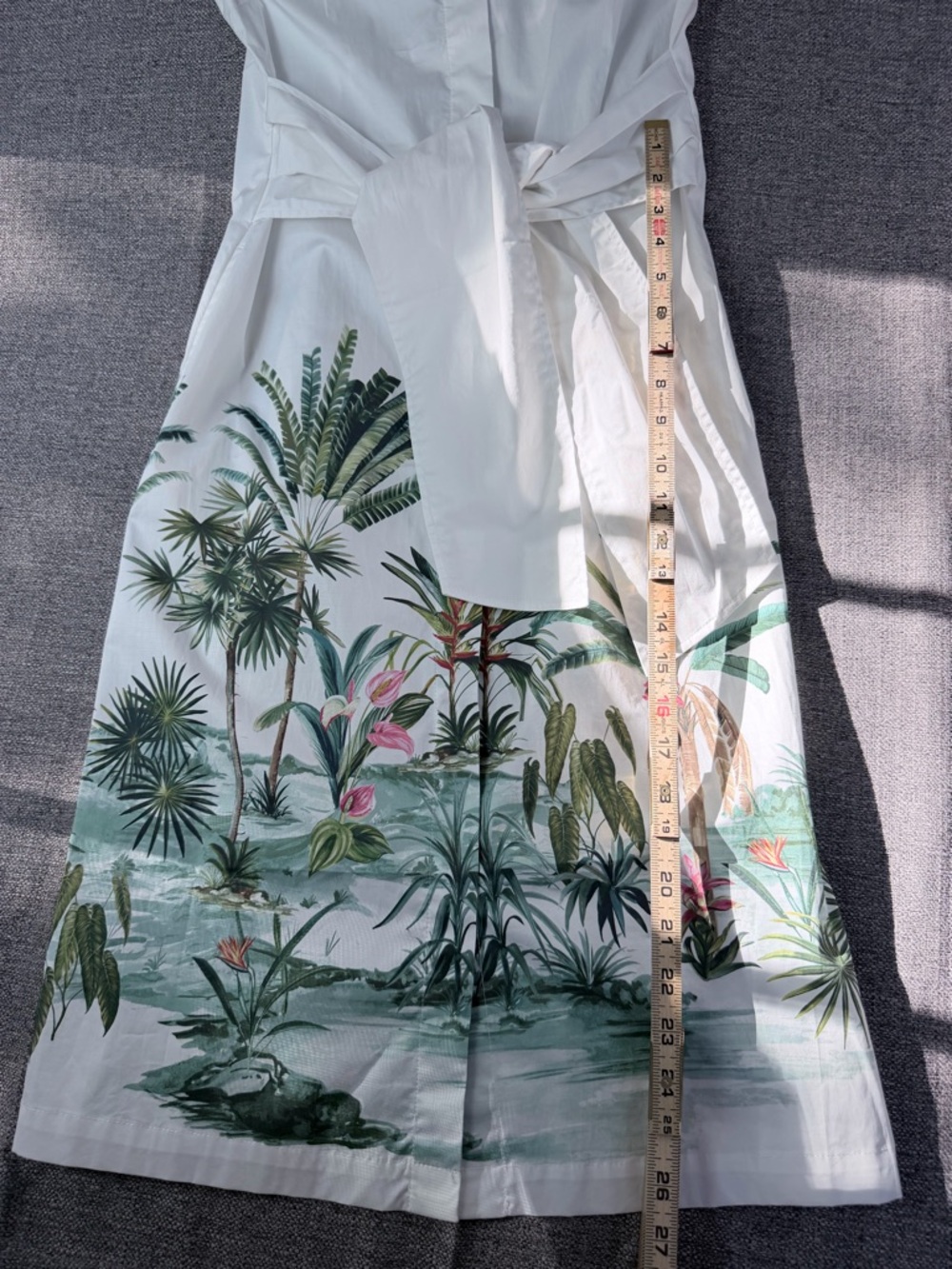 J. McLaughlin White Sleeveless Shirt Midi Dress with Tropical Print - Picture 9 of 9
